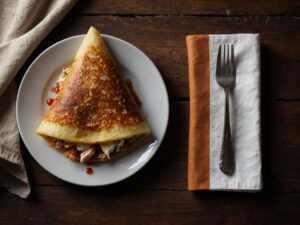 Receita de Panqueca Enrolada e Recheada com Frango Desfiado e Requeijão