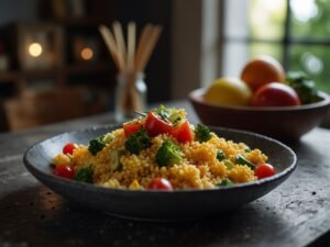 Receita de Salada de Cuscuz Vegetariana com Frutas e Nozes