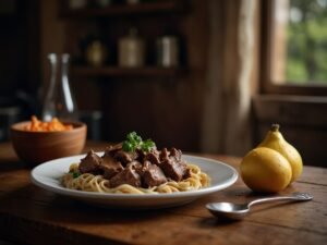 Receita de Strogonoff de Carne Simples com Cogumelos e Creme de Leite