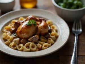 Receita de Strogonoff de Frango Cremoso com Champignon e Batata Palha